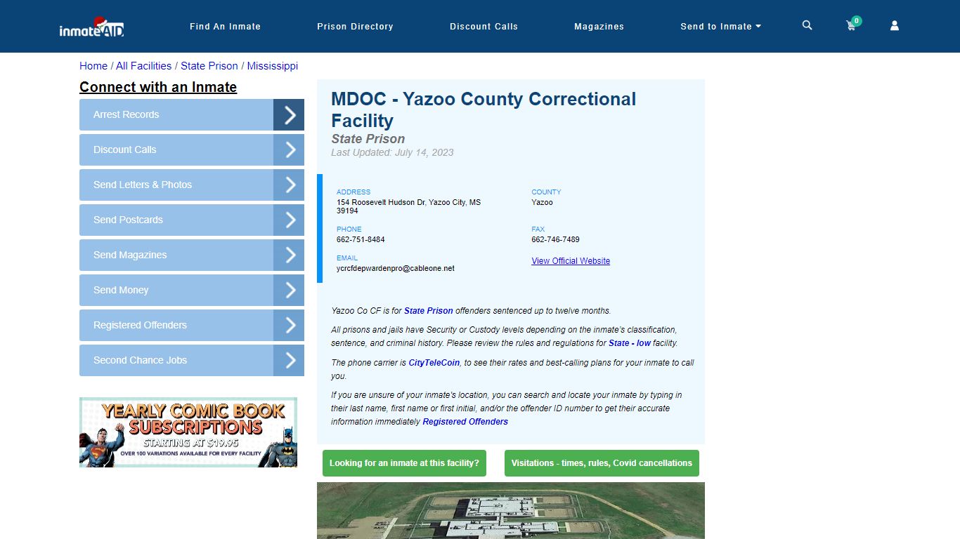 MDOC - Yazoo County Correctional Facility & Inmate Search - Yazoo City, MS